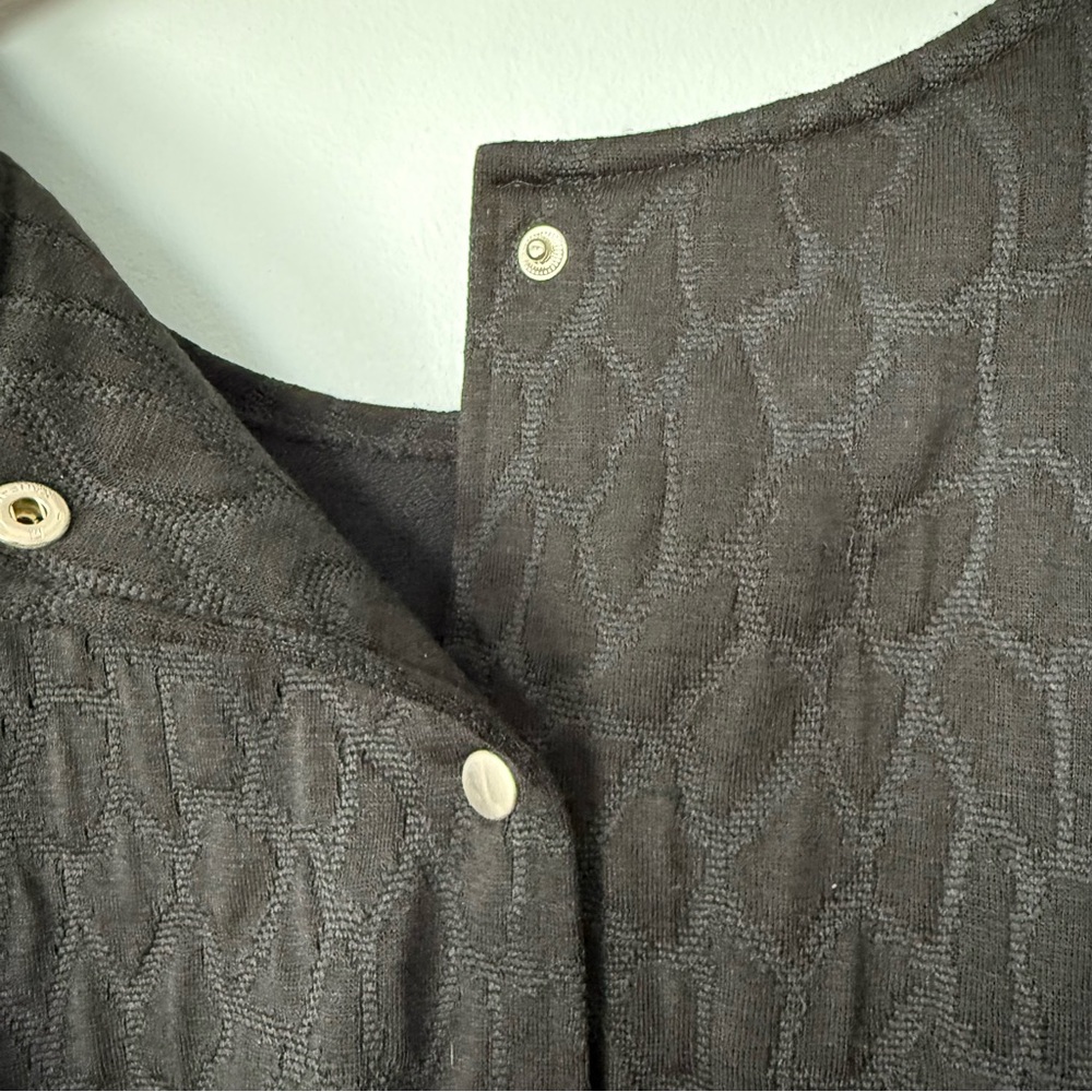 Vintage IIF Black Textured Jumpsuit with Embellished Shoulder Size Small - Picture 7 of 12